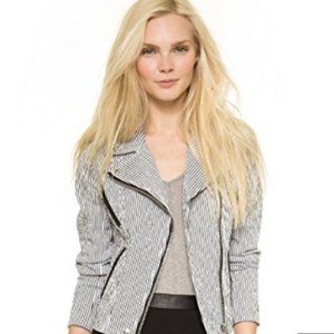 Striped Black & White Club Monaco Moto Jacket